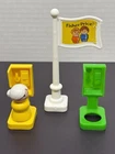 Vintage Fisher Price Little People Pay Phone Stand Flagpole Flag