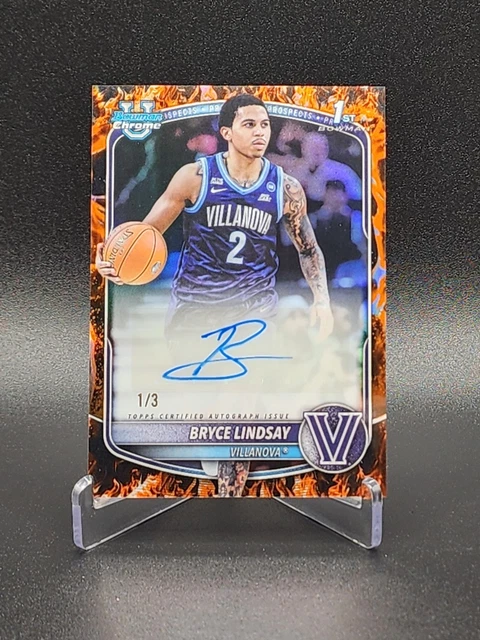 2025-26 Bowman Chrome Basketball CPA-BL Bryce Lindsay Firefractor /3 Villanova
