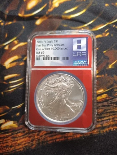 2024 P-  American Silver Eagle NGC MS 69 First Star Privy Release First 50K E110