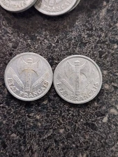 1942-1944 Vichy France 1 Franc Coin WWII ERA Free Shipping- 100% Aluminum 