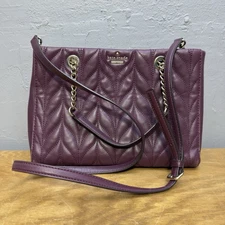 Kate Spade Meena Briar Lane Crossbody Quilted Purse Bag w/ 2 Straps (Deep Plum)
