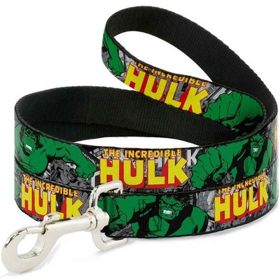 Buckle Down DOG LEASH - THE INCREDIBLE HULK ACTION POSES/STACKED COMI 1'' Wide 4'