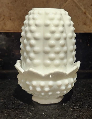 Vintage Fenton White 2 piece Hobnail Milk Glass Fairy Lamp
