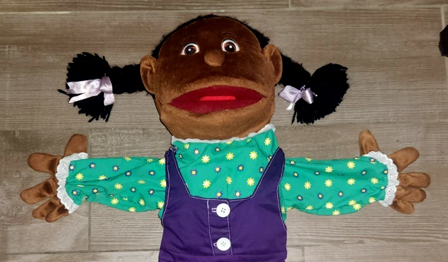 Girl Full Body African American Plush Large Hand Puppet 24" Tall - Image 2 of 4