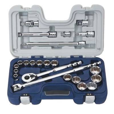 23-Piece,1/2'' Drive Basic Tool Set,12-Pt, Rugged-Case-System, SAE,Williams 50609