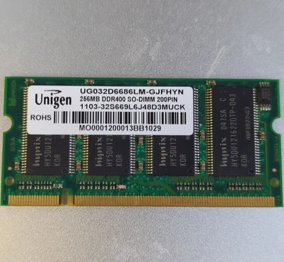 Unigen 256MB DDR SDRAM DDR400 200-Pin SO-DIMM Laptop RAM UG032D6686LM-GJFHYN - Image 1 of 2