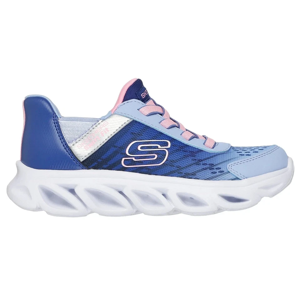 Zapatilla deportiva Skechers para niñas manos libres ajuste rápido deslizamiento flexible talla 12 azul Foto 2 de 4
