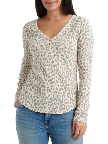 Lucky Brand Girl's Printed Thermal Top Cream Multi Size XS - Picture 1 of 6
