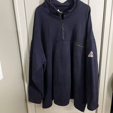 Bulwark FR 1/4 Zip Hooded Fleece Pullover Sweatshirt Navy 2XL FlameResistant