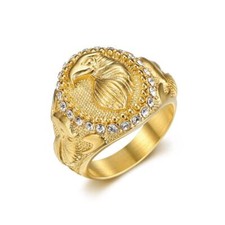 Eagle Ring Stainless Steel Plated Gold Animal Ring Hip Hop for Men