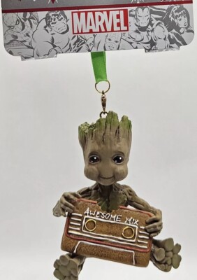 Brand New Disney Parks Marvel Groot Awesome Mix Cassette Sketchbook Ornament