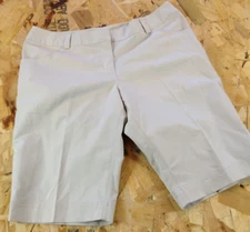 ADIDAS Graphic 100% Polyester Flat Front Beige Bermuda Shorts Women's Size 8