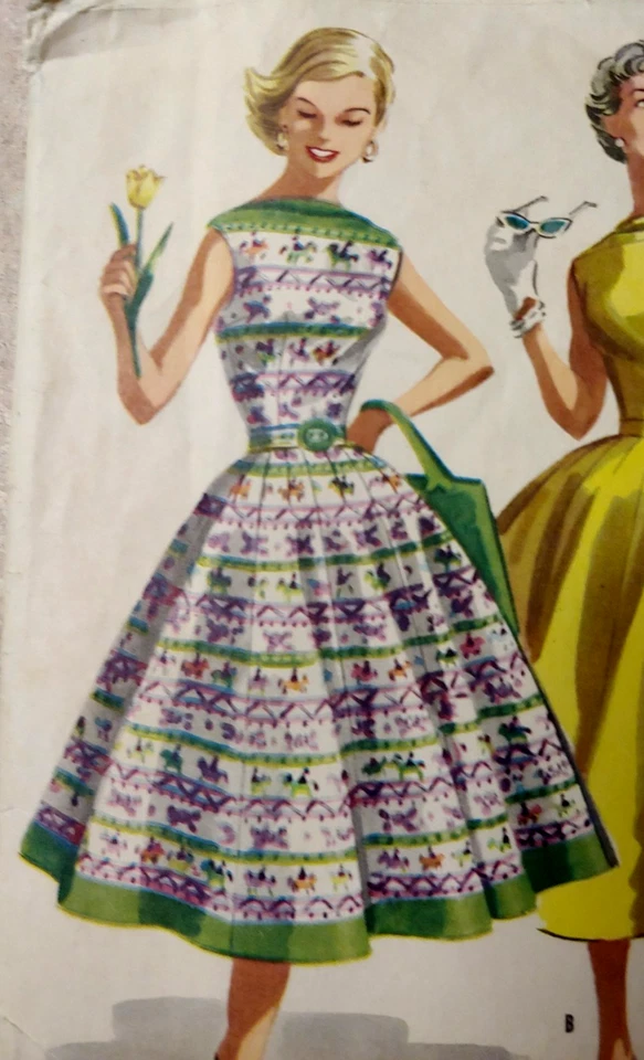 McCalls #3489, 2-Piece Dress Bodice & Skirt Printed 1955 Sz. 16 Bust 34 Waist 28 - Image 2 of 4