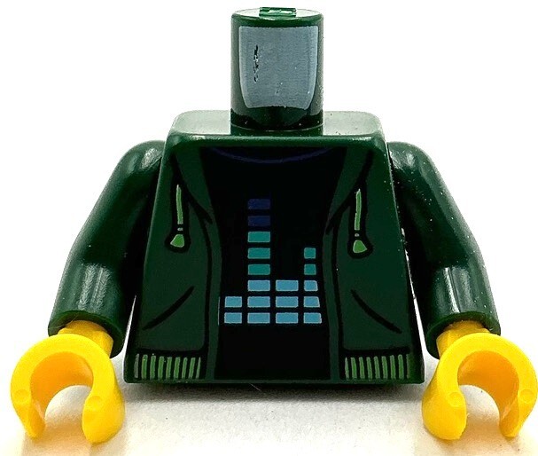 Lego New Minifigure Dark Green Torso Hoodie Bright Green