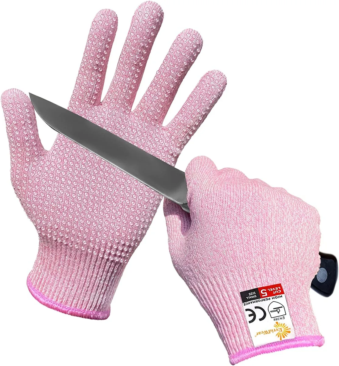 EvridWear Cut Resistant Work Gloves with Grip Dots, Food Grade Protective  Glove