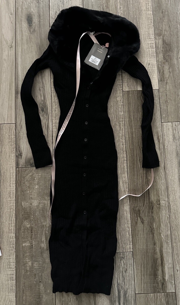 専用ページ ⑥ HOUSE OF CB Raine Faux Fur Trim Long Sleeve Rib Dress NWT Size XS