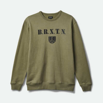 BRIXTON PEACE SHIELD CREW SWEATSHIRT OLIVE GR: M BRIXTON