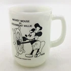 Vintage Anchor Hocking Mickey Mouse Steamboat Willie Milk Glass Mug