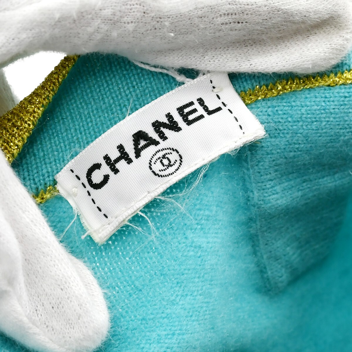 Chanel Short Sleeve Sweater Knit Top Light Blue 162584 | eBay