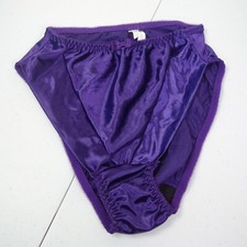 VINTAGE WONDERBRA 7163 Deep Purple SATIN HI-CUT BRIEF PANTIES Second Skin MEDIUM