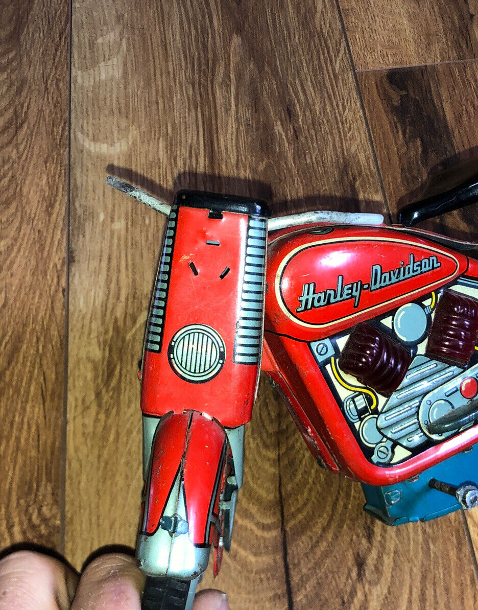 Vintage Original 1958 Harley-Davidson Red Tin Friction Vintage Original 1958 Harley-Davidson Red Tin Friction