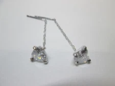 Threader Drop Earrings Silver Zircon Main Stone Main Purity Beauty