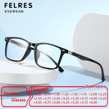 Men TR90 Square Anti Blue Light Retro Reading Glasses Fashion Full Frame Glasses