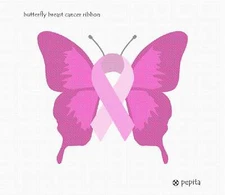 Butterfly Breast Cancer Ribbon Needlepoint Kit or Canvas