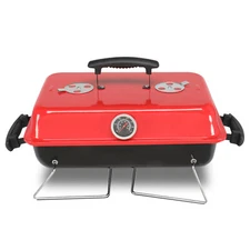 Portable Outdoor Tabletop Charcoal Smoker Grill Small BBQ Grill with Thermometer