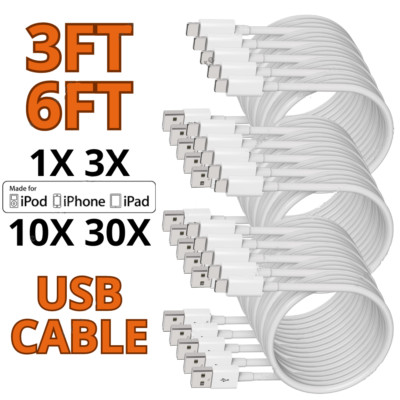 USB Charger Fast For Apple Long Cable USB Lead 6 7 8 X XS XR 11 12 13 LOT