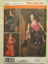 Simplicity 2851 Costume Pattern 6-12 Victorian Dress Saloon Lady Petticoat Uncut