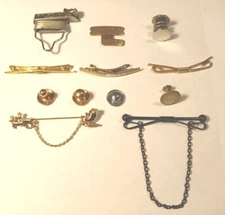 Vtg Lot of 12 Tie Shirt Collar Bar Clips Swank Shirt Klip Collar Button Sterling