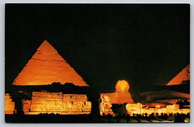 Egypt Giza Pyramids at Night General Conf. Session U.S.A Postcard, J25