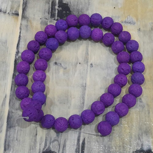 Natural Lava Beads Blue Violet 10mm, Approx 39 pce . Free postage. Oz Seller - Picture 3 of 3