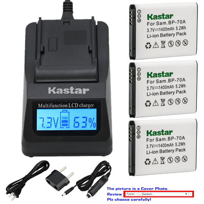 Kastar Battery LCD Fast Charger for Samsung BP-70A & Samsung ST95 ST96 Camera