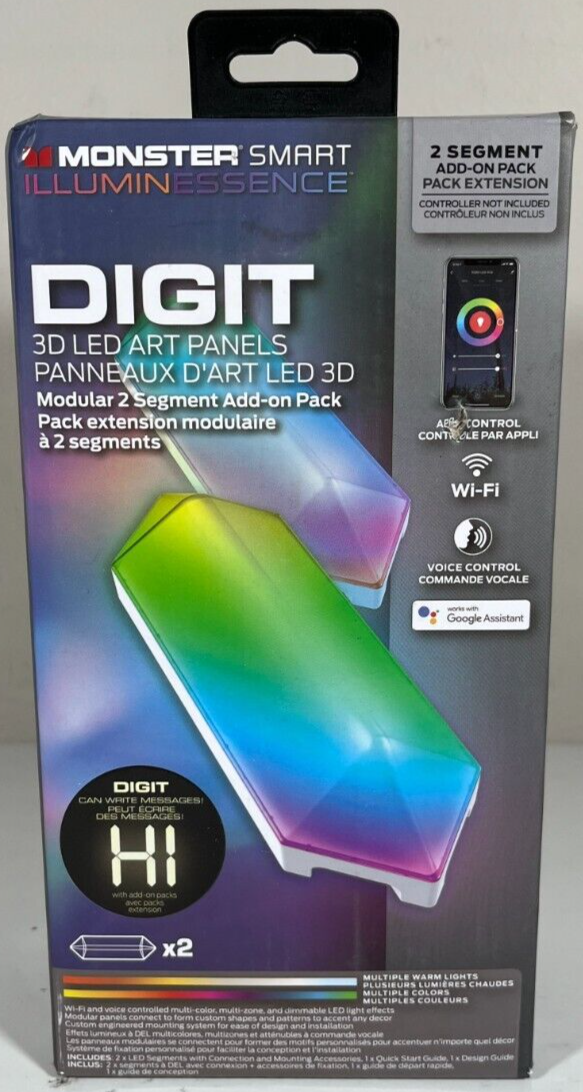 MONSTER Digit Illuminessence Wi-Fi Voice APP Control 2 LED Art Light Panels NEW
