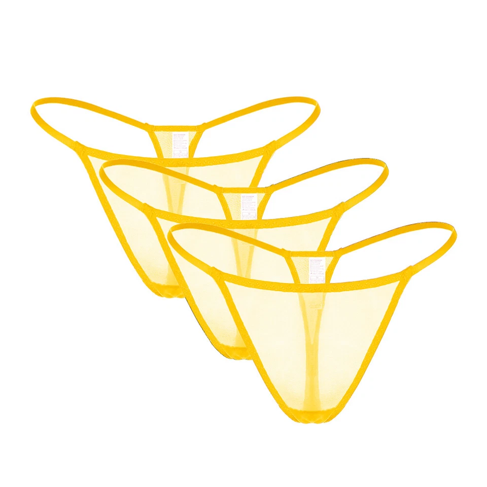 Paquete de 3 bragas de bikini de malla transparente sexy transparentes tiro bajo Foto 4 de 4