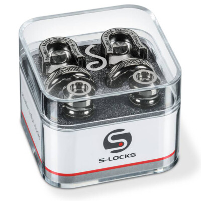 Schaller S-Locks Guitar Strap Lock System, Ruthenium (Black Nickel)