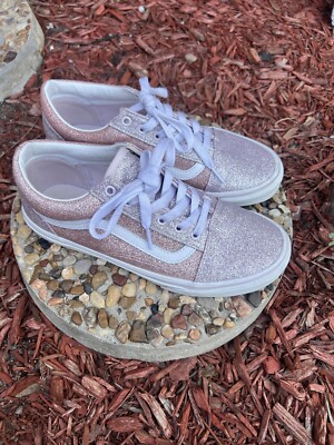 Vans Old Skool Glitter Skate Shoe powder pink juniors