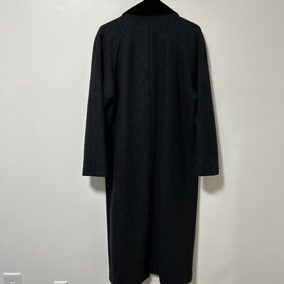 Vintage Stephanie Matthews Long Wool Dress Coat Women 10 Black Velvet  Collar | eBay