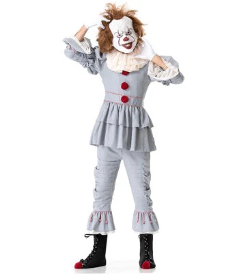 Para Hombres Pennywise IT Elegante Vestido Disfraz De Lujo Adulto Halloween Asesino Payaso Conjunto