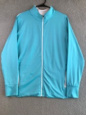 FJ FootJoy Jacket Women's XL Blue Full Zip Mock Neck Pockets Outdoor Golf