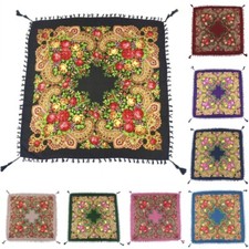 Retro Print Wraps Tassels Square Scarf Women Party Turban Shawls Ethnic Style