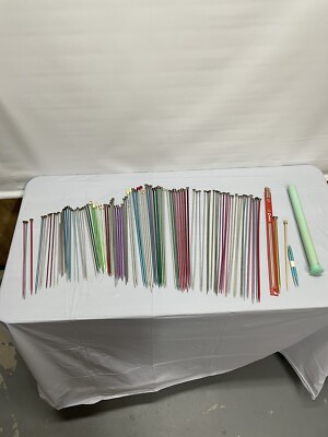 Large Lot 100  Pieces Used Knitting Needles Crochet Hooks Bates Boye