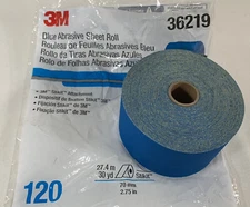 3M Stikit Blue Abrasive Sheet Roll 36219 - Grit 120 PSA Sandpaper 2.75" x 30 yd