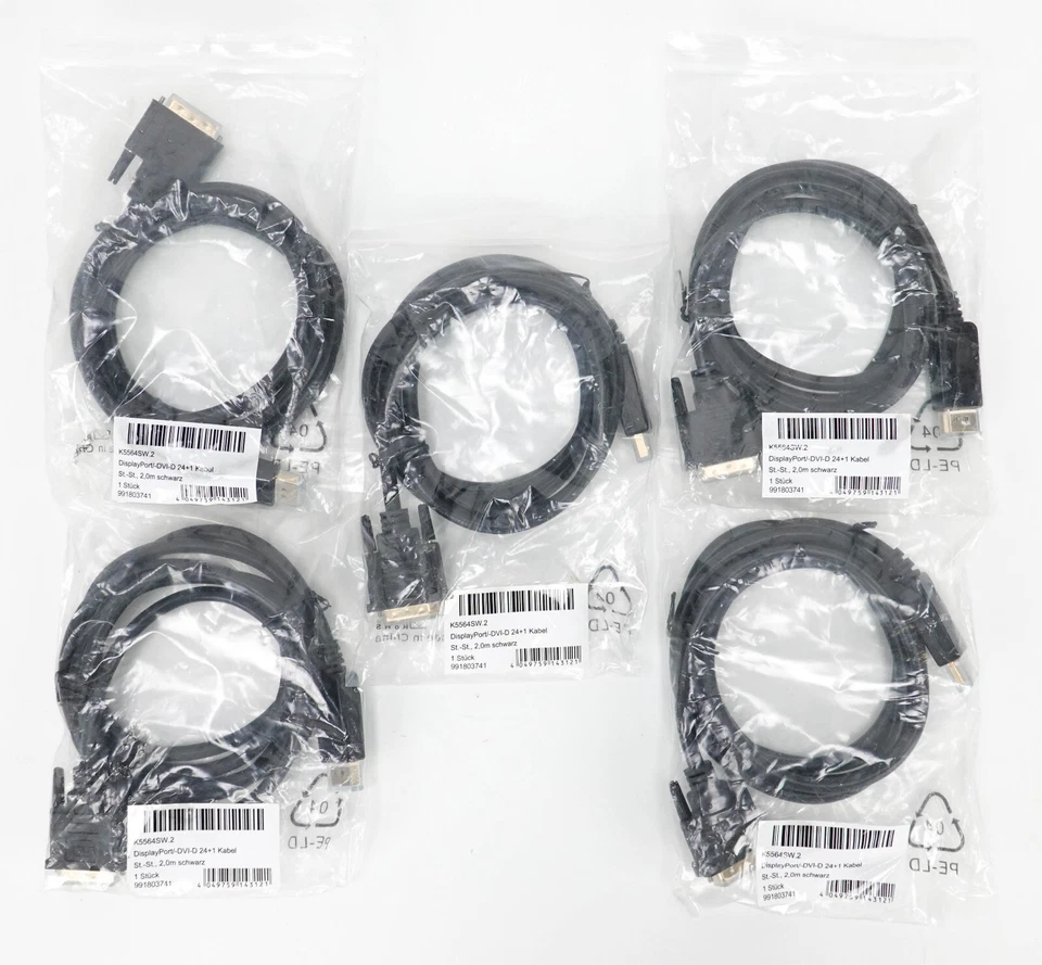 Lot of 5 DisplayPort / DVI-D 24 + 1 Kabel K5564SW.2 - Bild 2 von 3