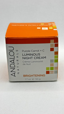 Andalou Natural Purple Carrot + C Luminous Night Cream Brightening 1.7oz NIB