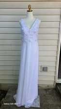 Azazie Trixie Wedding Dress Diamond White 3D Lace Chiffon A-Line NWT Size [X]