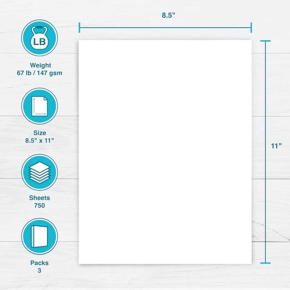 White Cardstock 8.5" x 11" - 67 lb/147 gsm Vellum - Image 4 of 4