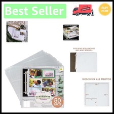 50 Pack 12x12 Scrapbook Refill Pages - 6 Pocket Photo Protectors